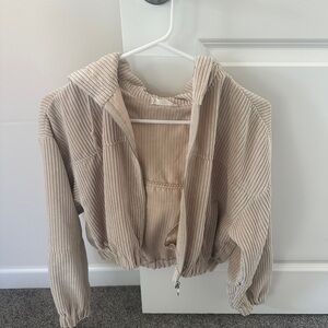 Cropped Altar’d State Tan Corduroy Zip-Up Jacket
